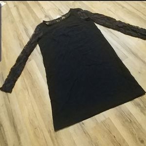 2/$10 Black Lace-Sleeved, Lace-Backed dress